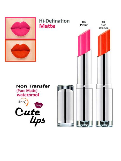 b.berry cute lips non transfer matte lipstick 2.4 gm each - 04 pinky 07 rich orange - 18766705 - Very Small Image - 1