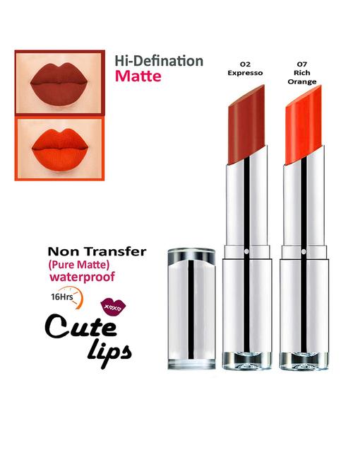 b.berry cute lips non transfer matte lipstick 2.4 gm each - 02 expresso 07 rich orange - 18766894 - Very Small Image - 1
