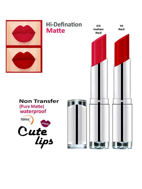 b.berry cute lips non transfer matte lipstick 2.4 gm each - 03 indian red 16 red - 18766910 - Very Small Image - 1