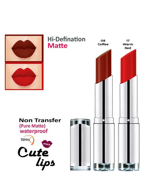 b.berry cute lips non transfer matte lipstick 2.4 gm each - 08 coffee 17 warm red - 18767077 - Very Small Image - 1