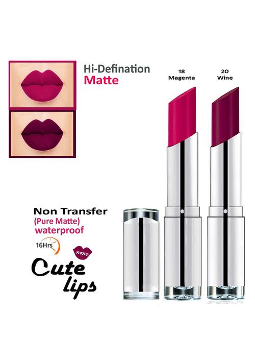 b.berry cute lips non transfer matte lipstick 2.4 gm each - 18 magenta 20 wine - 18767113 - Very Small Image - 1