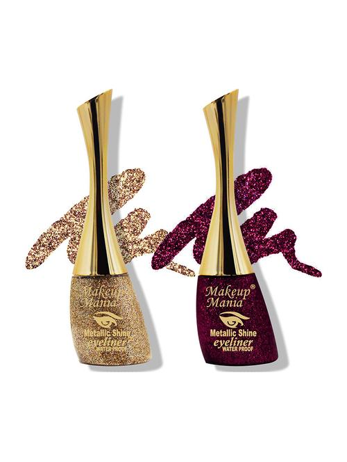 metallic shine glitter eyeliner, gold yellow & wine - shade 17-20 - 18767652 - Very Small Image - 1