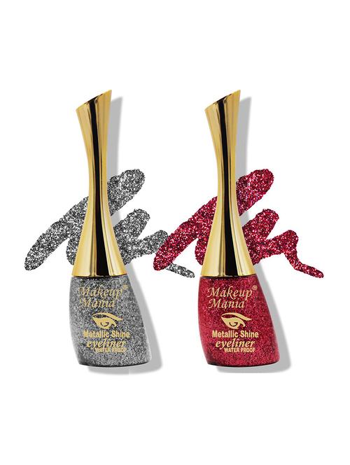 metallic shine glitter eyeliner, silver & carrot red - shade 02-05 - 18767770 - Very Small Image - 1