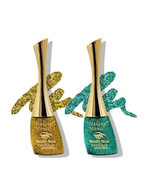 metallic shine glitter eyeliner, golden & sea green - shade 01-07 - 18767777 - Very Small Image - 1
