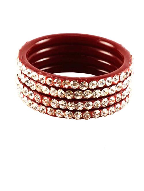 red coloured stone stud brass bangle - 18768231 - Very Small Image - 1
