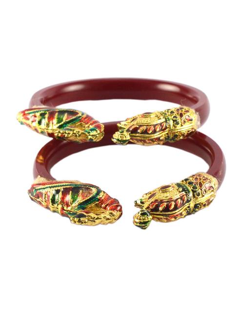 red coloured gold platted acrylic-brass bangle with very extra large size - 18768271 - Very Small Image - 1