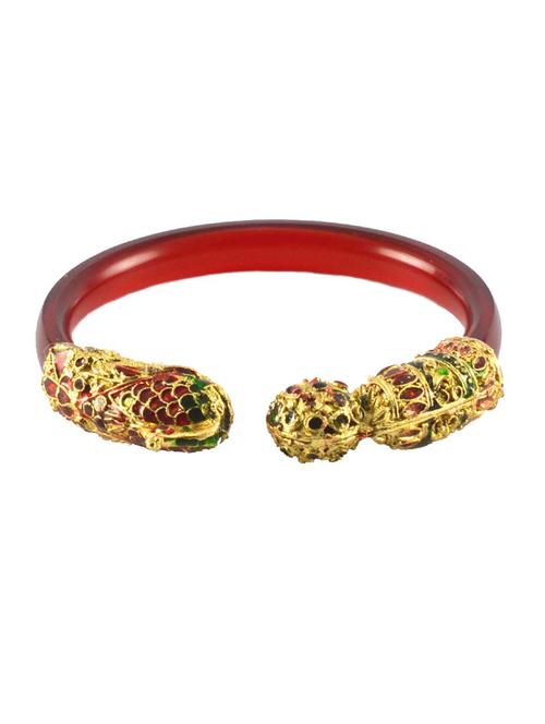 red coloured gold platted acrylic-brass bangle with very extra large size - 18768278 - Very Small Image - 1