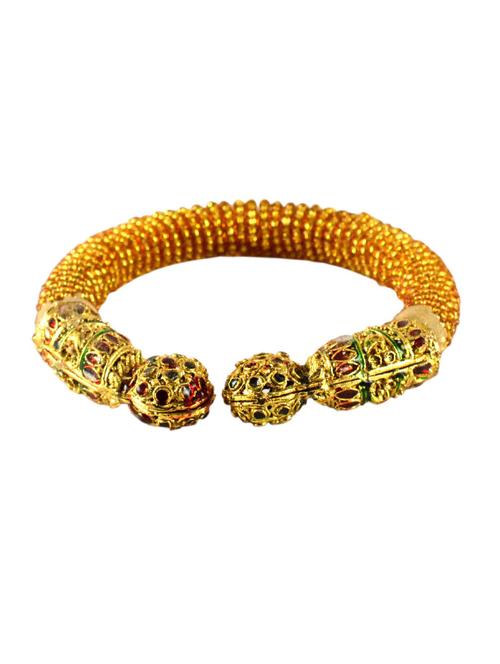 golden coloured moti brass bangle - 18768299 - Very Small Image - 1