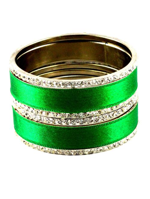 green coloured stone brass bangle with extra large size - 18768331 - Very Small Image - 1