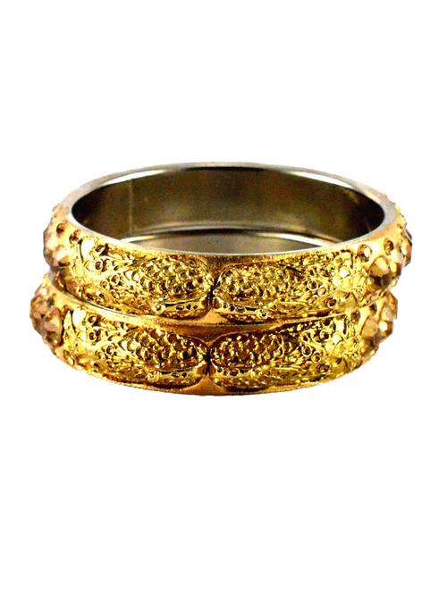 golden coloured stone brass bangle with extra large size - 18768507 - Very Small Image - 1