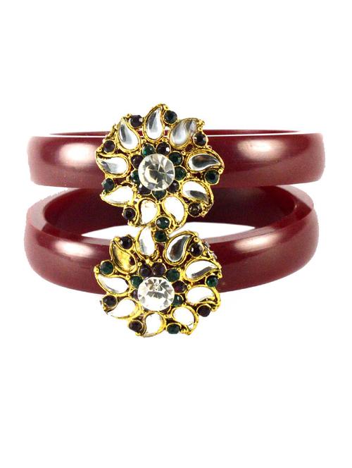 maroon coloured stone acrylic-brass bangle with very extra large size - 18768538 - Very Small Image - 1
