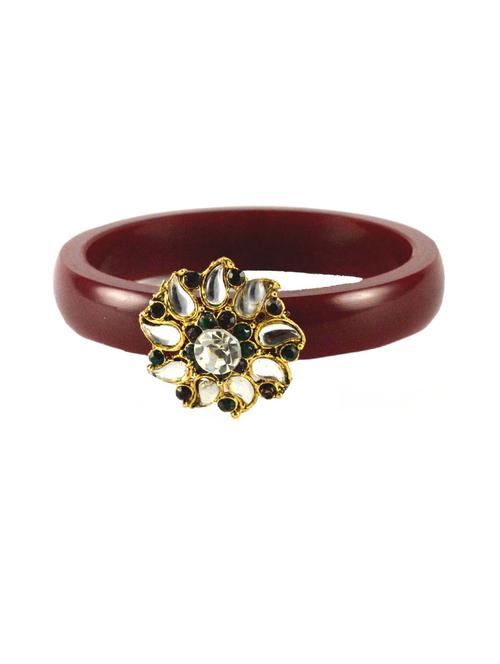 maroon coloured stone acrylic-brass bangle with very extra large size - 18768539 - Very Small Image - 1