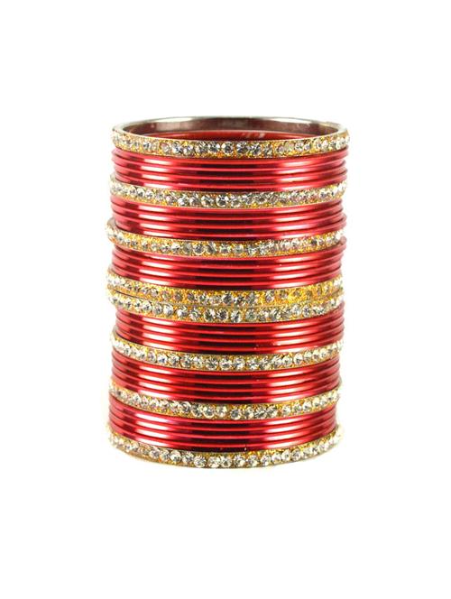 red coloured stone brass bangle with extra large size - 18768587 - Very Small Image - 1