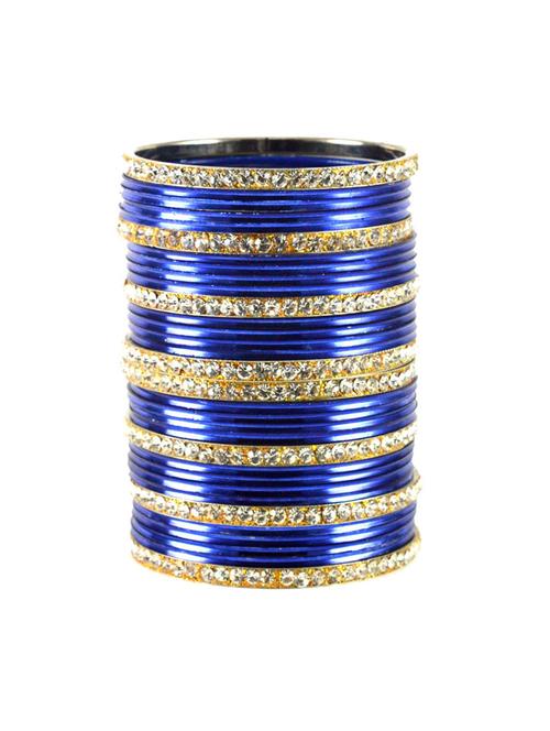 dark blue coloured stone brass bangle - 18768588 - Very Small Image - 1