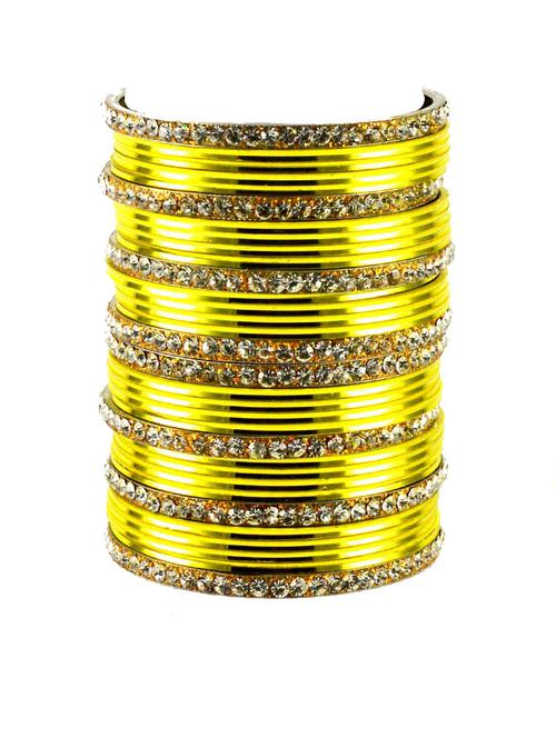 yellow coloured stone brass bangle - 18768614 - Very Small Image - 1
