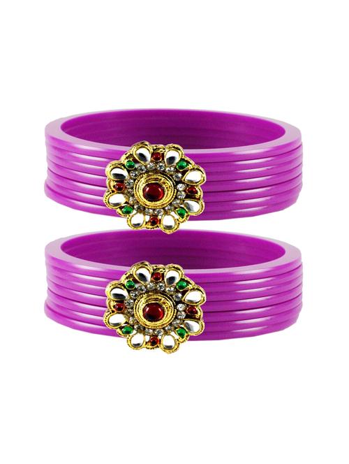 plain kundan work bangles set - 18768792 - Very Small Image - 1