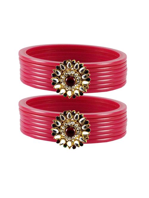 plain kundan work bangles set - 18768840 - Very Small Image - 1