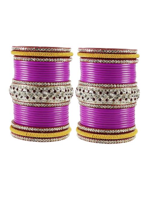 plain stones work bangles set - 18768897 - Very Small Image - 1