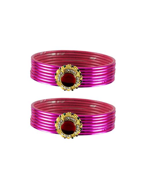 plain stones work bangles set - 18768979 - Very Small Image - 1