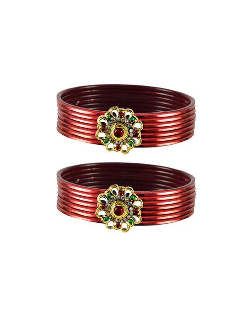 plain kundan work bangles set - 18769012 - Very Small Image - 1