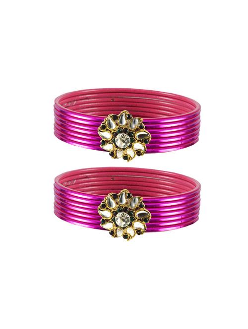 plain kundan work bangles set - 18769026 - Very Small Image - 1