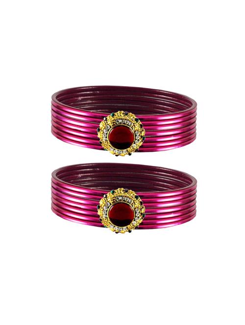 plain stones work bangles set - 18769034 - Very Small Image - 1