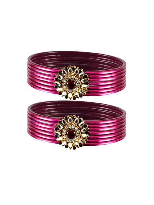 plain kundan work bangles set - 18769035 - Very Small Image - 1