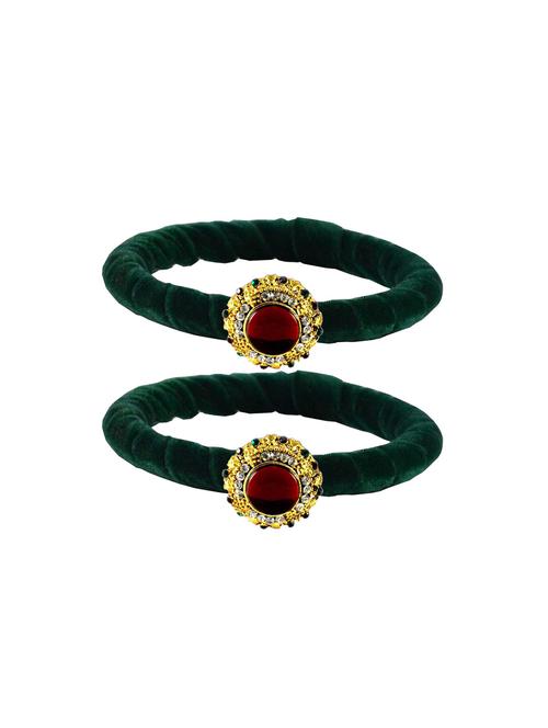 stones work velvet bangle set - 18769043 - Very Small Image - 1