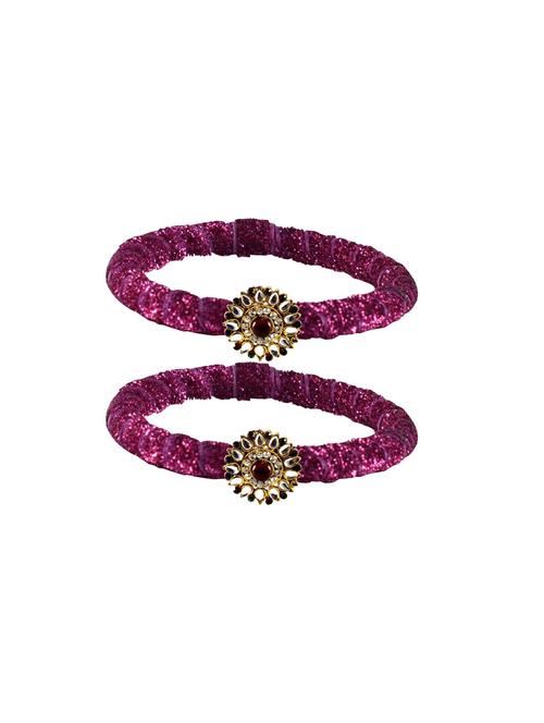 kundan work velvet bangle set - 18769069 - Very Small Image - 1