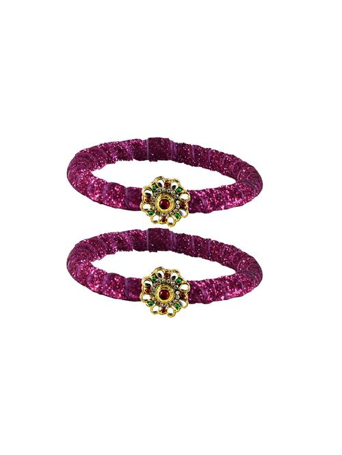 kundan work velvet bangle set - 18769071 - Very Small Image - 1