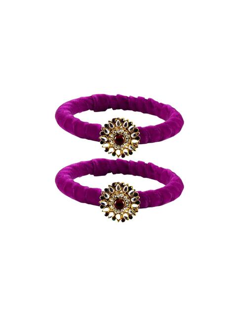 kundan work velvet bangle set - 18769074 - Very Small Image - 1