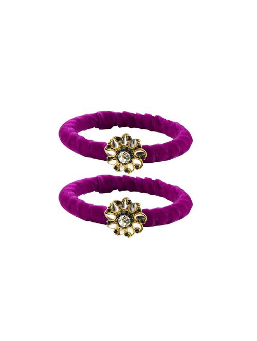 kundan work velvet bangle set - 18769075 - Very Small Image - 1