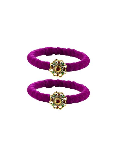 kundan work velvet bangle set - 18769076 - Very Small Image - 1