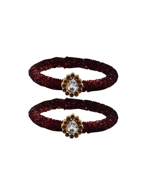 stones work velvet bangle set - 18769147 - Very Small Image - 1