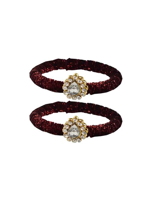 stones work velvet bangle set - 18769151 - Very Small Image - 1