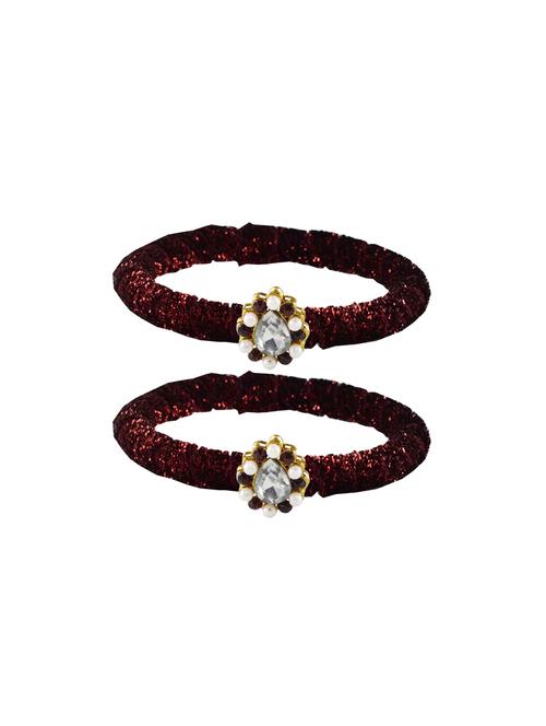 stones work velvet bangle set - 18769152 - Very Small Image - 1