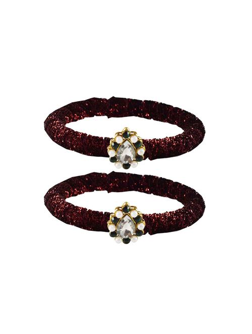 stones work velvet bangle set - 18769159 - Very Small Image - 1