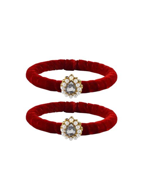 stones work velvet bangle set - 18769173 - Very Small Image - 1