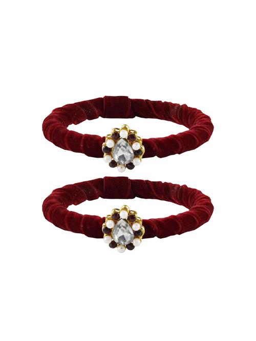 stones work velvet bangle set - 18769186 - Very Small Image - 1