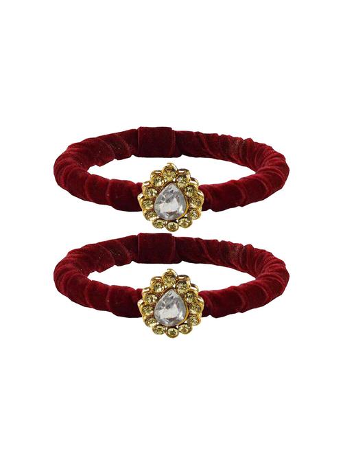 stones work velvet bangle set - 18769187 - Very Small Image - 1