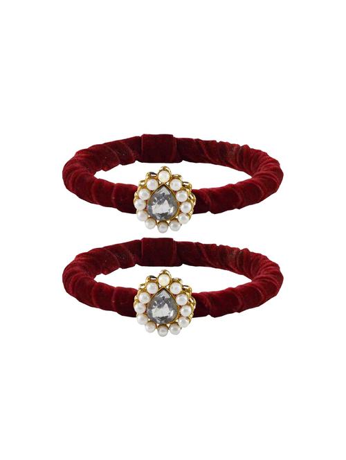 stones work velvet bangle set - 18769190 - Very Small Image - 1