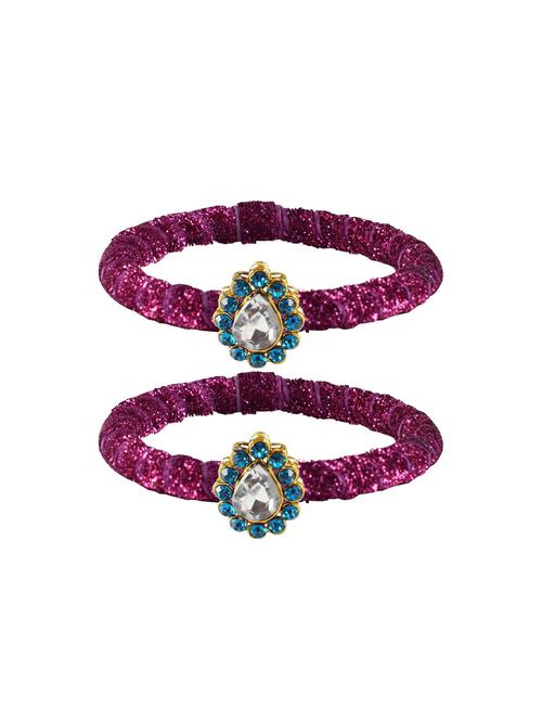 stones work velvet bangle set - 18769199 - Very Small Image - 1