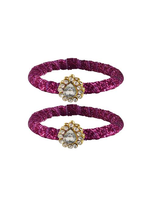 stones work velvet bangle set - 18769202 - Very Small Image - 1