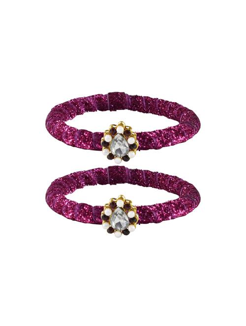 stones work velvet bangle set - 18769203 - Very Small Image - 1