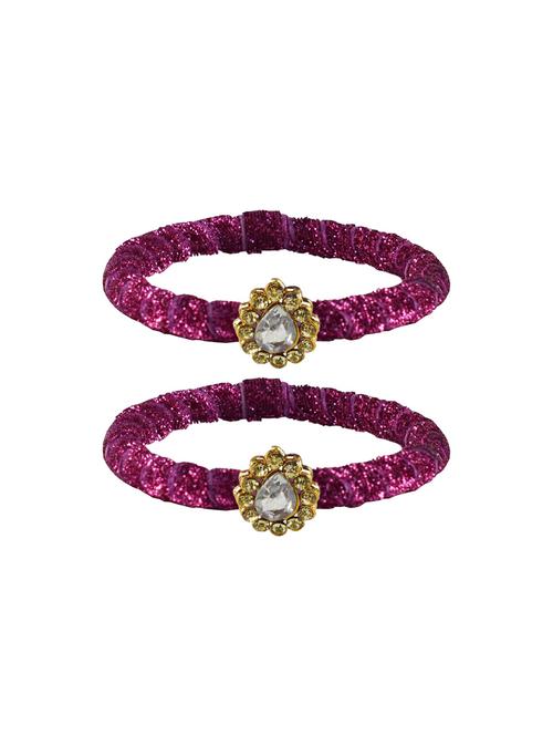 stones work velvet bangle set - 18769204 - Very Small Image - 1