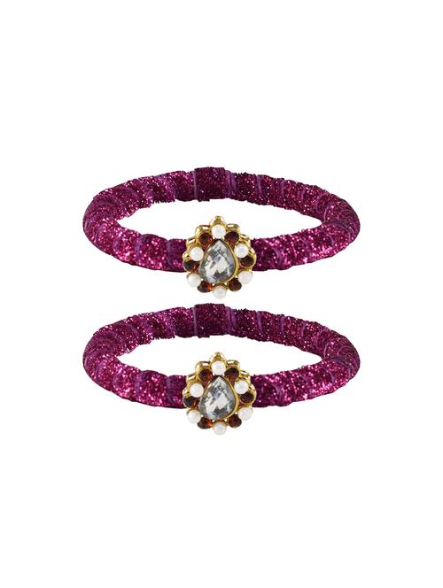 stones work velvet bangle set - 18769211 - Very Small Image - 1