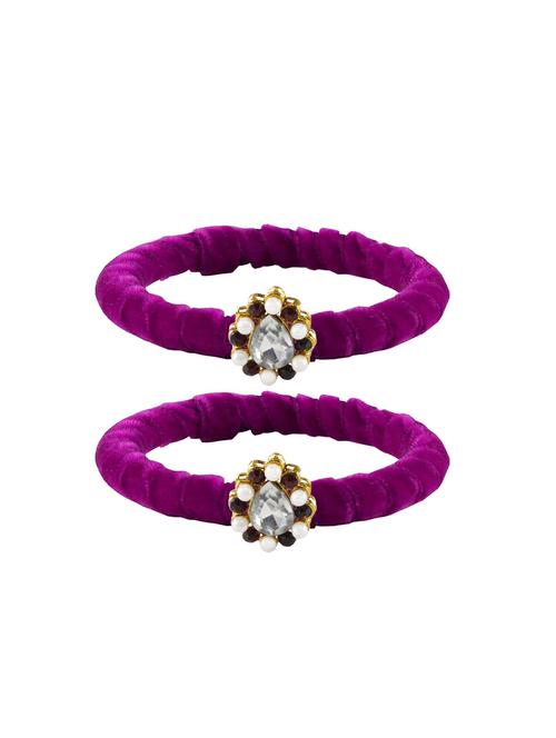 stones work velvet bangle set - 18769220 - Very Small Image - 1