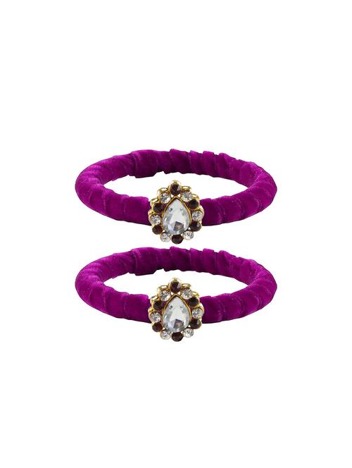 stones work velvet bangle set - 18769229 - Very Small Image - 1