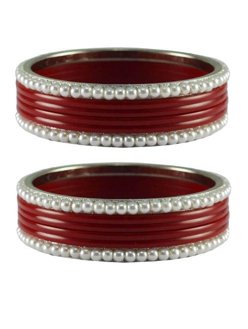 red moti acrylic-brass bangle with extra large size - 18769472 - Very Small Image - 1