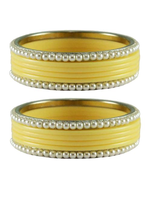 cream moti acrylic-brass bangle with extra large size - 18769476 - Very Small Image - 1